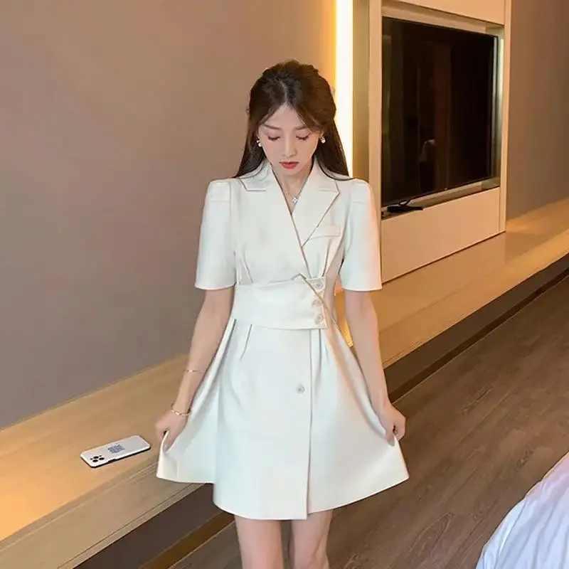 Suit Dresses for Women 2023 Chic Trend Luxury Designer Elegant Party Prom Chiffon New Hit Korean Style Summer Sexy Dress Woman