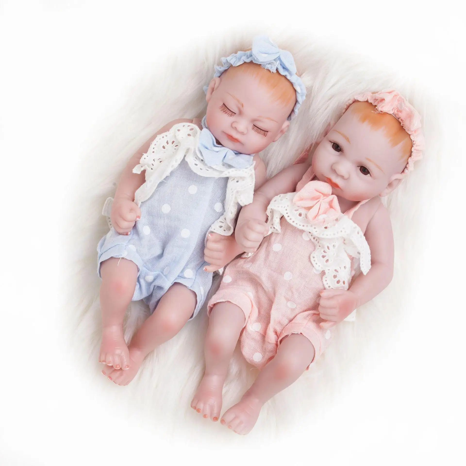 

Lifelike Silicone Doll Twins Baby Reborn 28 CM Realistic Babies Dolls With Lovely Clothes Kids Playmate