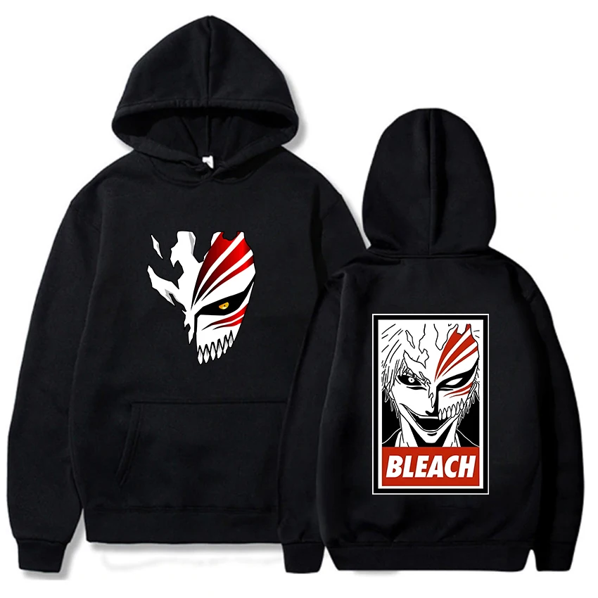 

Ichigo Kurosaki Mask Gothic Hoodie Japanese Anime Cartoon Bleach Sweatshirt Long Sleeve Mens Hooded Pullovers Moletom Masculino