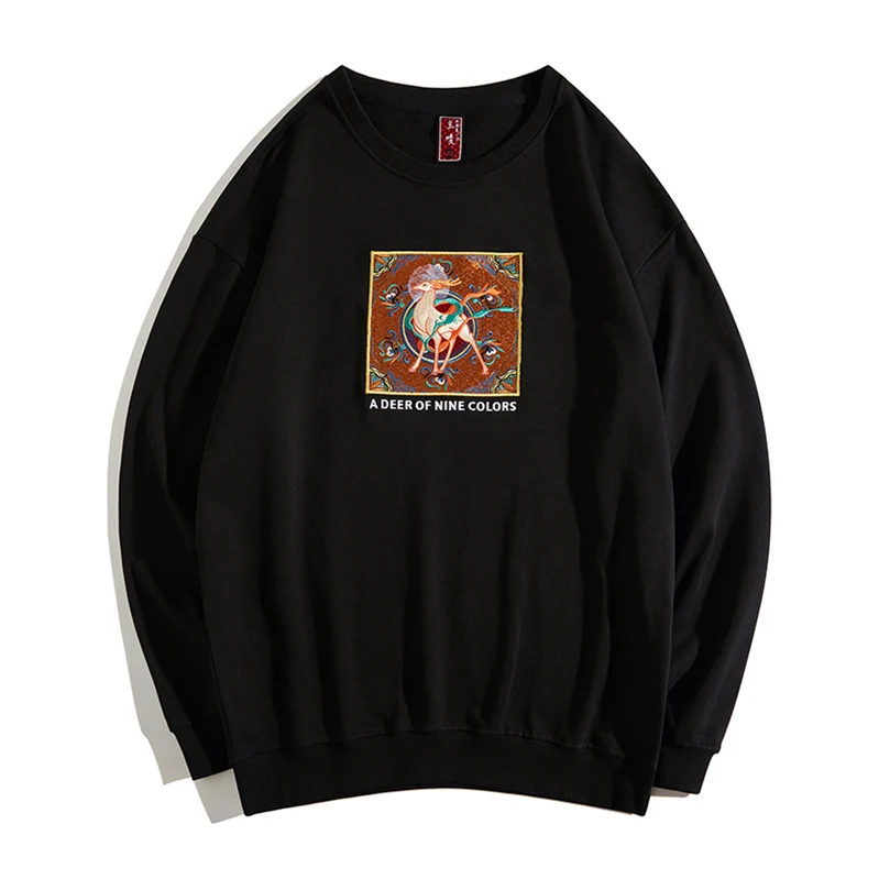 

Spring Embroidery Sweatshirt Men 100% Cotton Oversize Hoodies Long Sleeve Hiphop Punk Sweat Shirt Pullover 2023