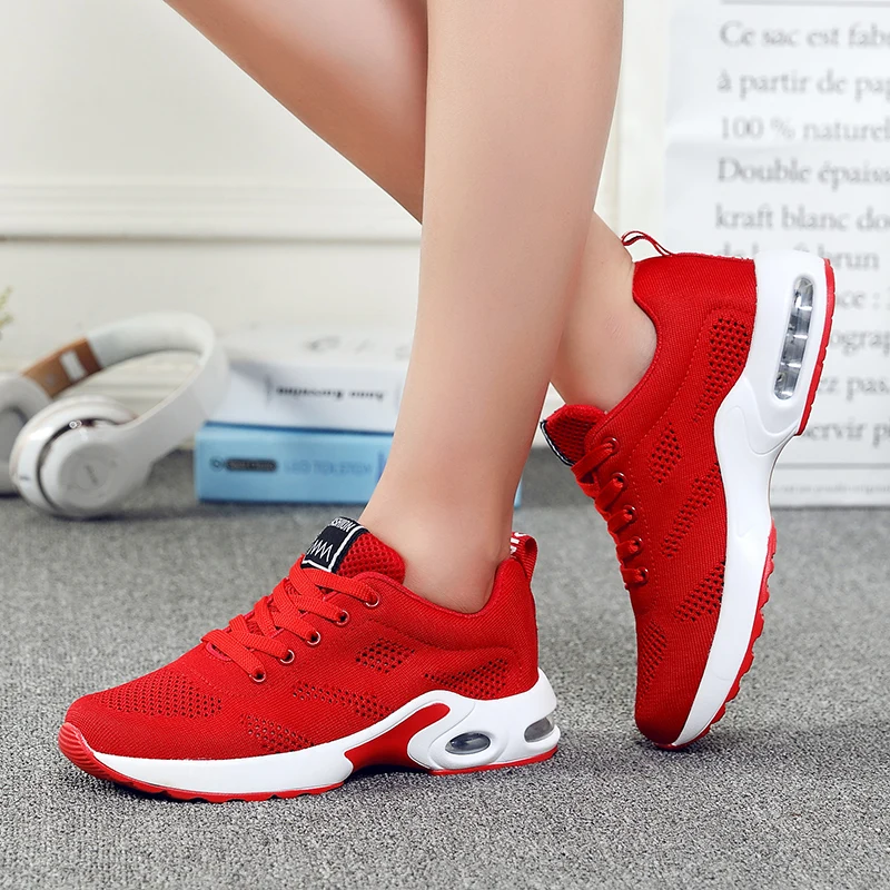 Air Cushion Running Shoes Women's Fashion Sneakers for Jogging Tennis Athletic Sport Shoes Breathable Mesh Light Trainers Ladies
