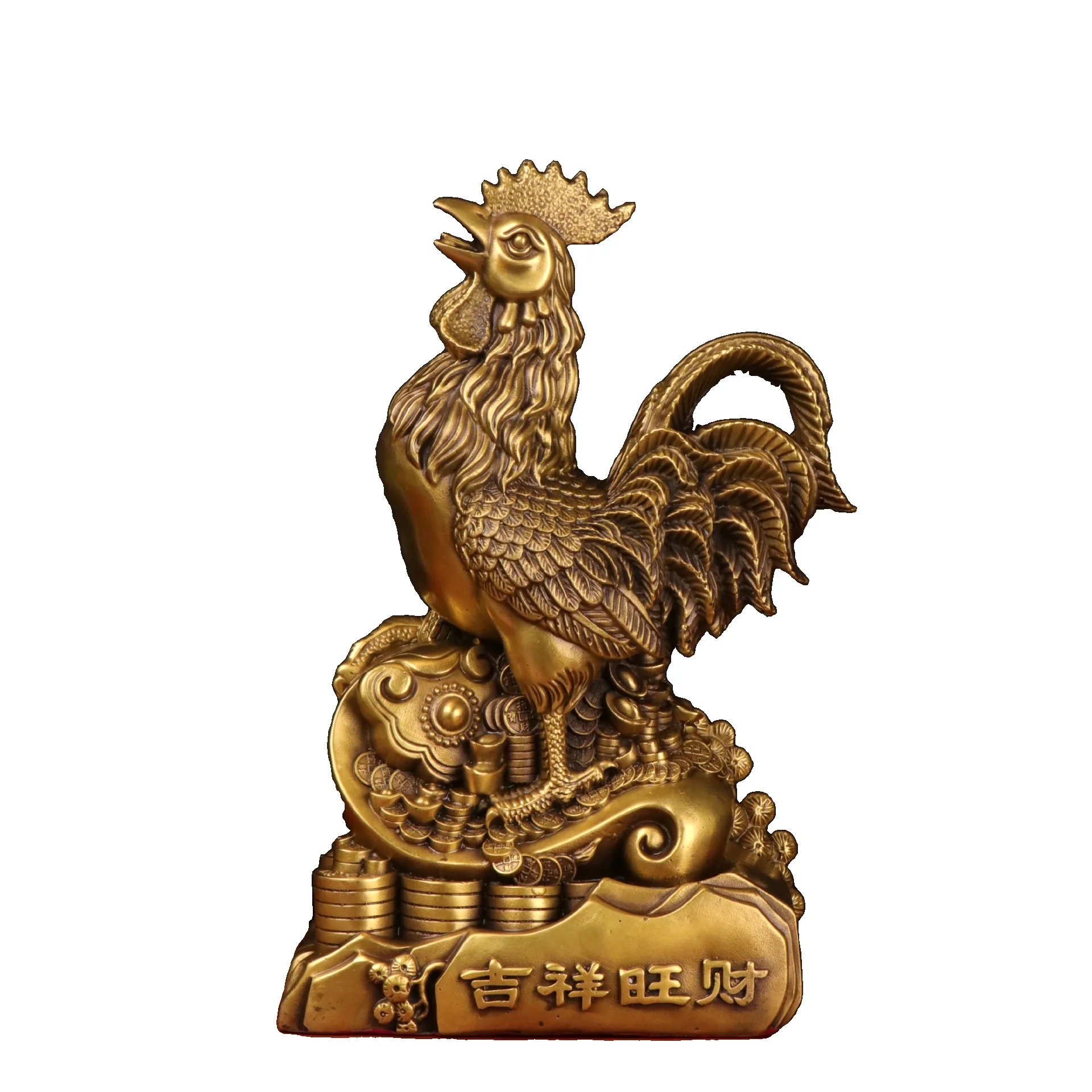 

LAOJUNLU Pure Copper Rooster Copper Rooster Yuanbao Ruyi Chicken Home Office Ornaments Chinese Traditional Style Antiques Fine