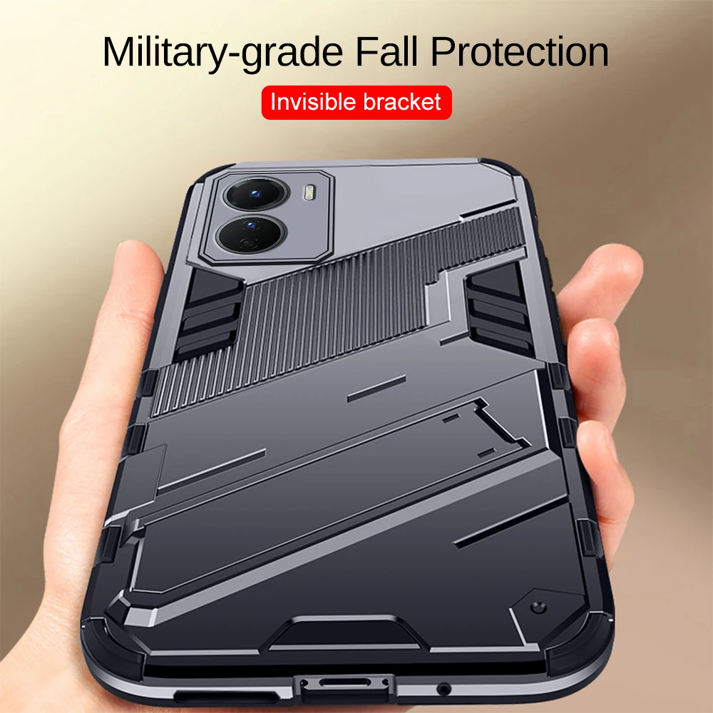 

Сверхпрочный бронированный противоударный чехол для Vivo Y16 Y 16 4G чехол Скрытая подставка для камеры защитные чехлы на VivoV16 4G V2204,V2214 6,51