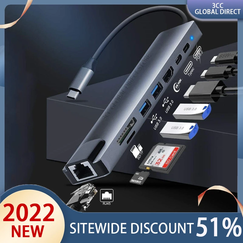 

USB 3,0, разветвитель для ПК, компьютера, PD, RJ45, HDMI