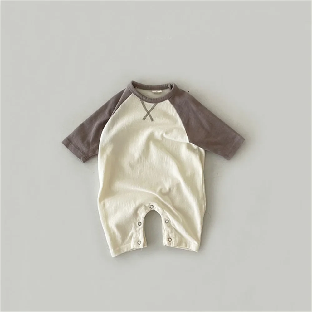

2022 весенне-осенний хлопковый боди с длинным рукавом для маленьких мальчиков и девочек милые комбинезоны с круглым вырезом Одежда для младенцев 0-12 месяцев