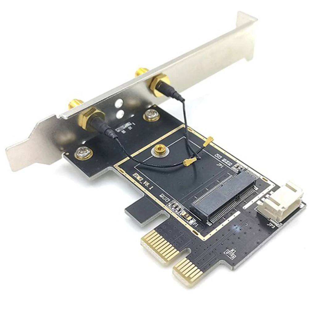 

NGFF M.2 to PCIE Wireless Network Card Adapter Card with 10DB Antenna Supports 7260 8265 1650 1675X AX200 AX210