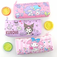 sanrio kawaii cartoon pencil case kuromi melody pu single layer stationery bag anime storage bag toy holiday gift