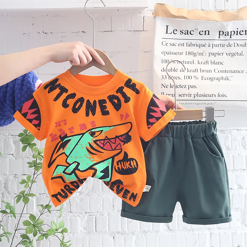 

Baby Boys Casual 2pcs Suits For Cool Cartoon Letter T-shirt+Shorts Toddler Girls Clothes 2022 Kids Infant Summer Clothing Sets