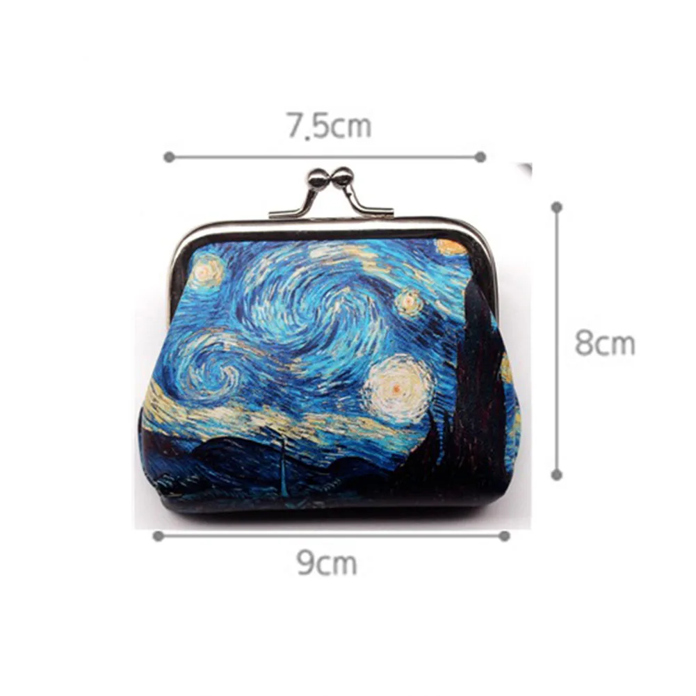 Vintage Women Printing Coin Purses Girl  Wallet Ladies Clutch Change Purse Female Mini Money Bag PU Leather Wallet
