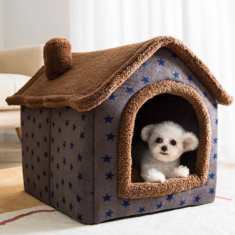 

Sofa For Huts Tent Sleep Bed House Kennel Soft Indoor Cat Dog Cave Enclosed Pad Cats Cushion Pu Pet Kittens Removable Warm
