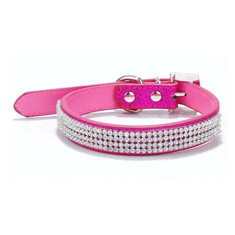 

PU Leather Dog Cat Collar Adjustable Multirow Shining Rhinestone Walking Pet Collars For Small Medium Dogs Chihuahua Pet Supplie