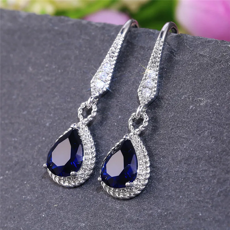 

TOBILO Gorgeous AAA Blue Cubic Zircon Drop Earrings Women Wedding Jewelry Noble Accessories Party Classic Jewelry High Quality