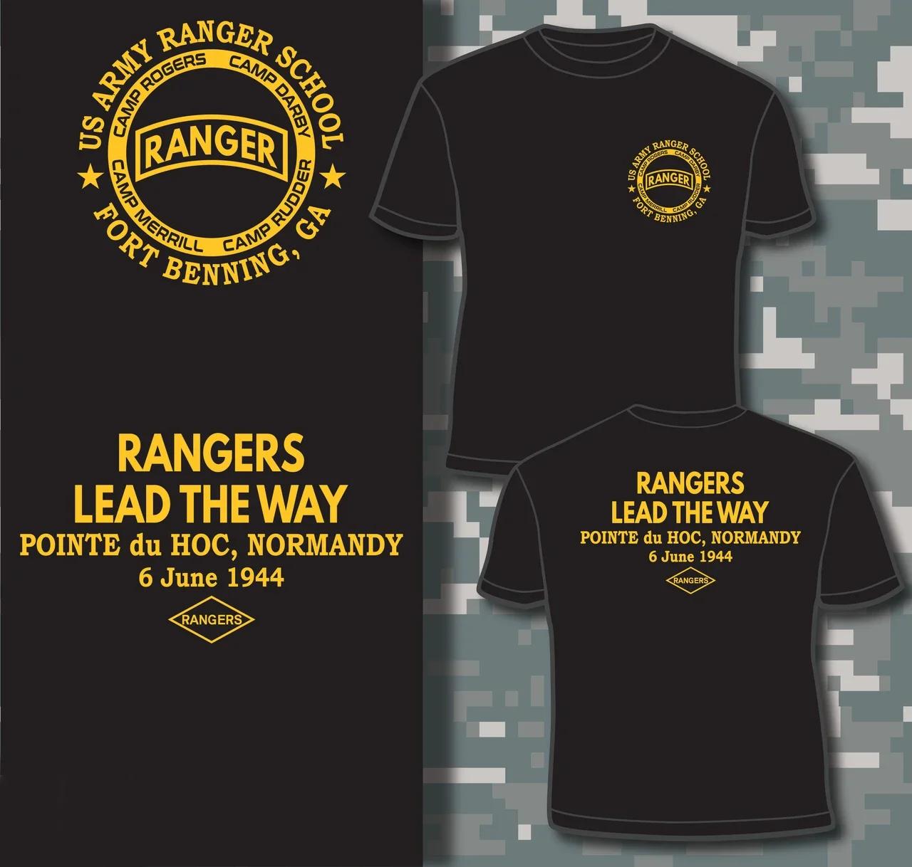 Футболка Ranger School армии США 100% хлопок с круглым вырезом и коротким рукавом летняя