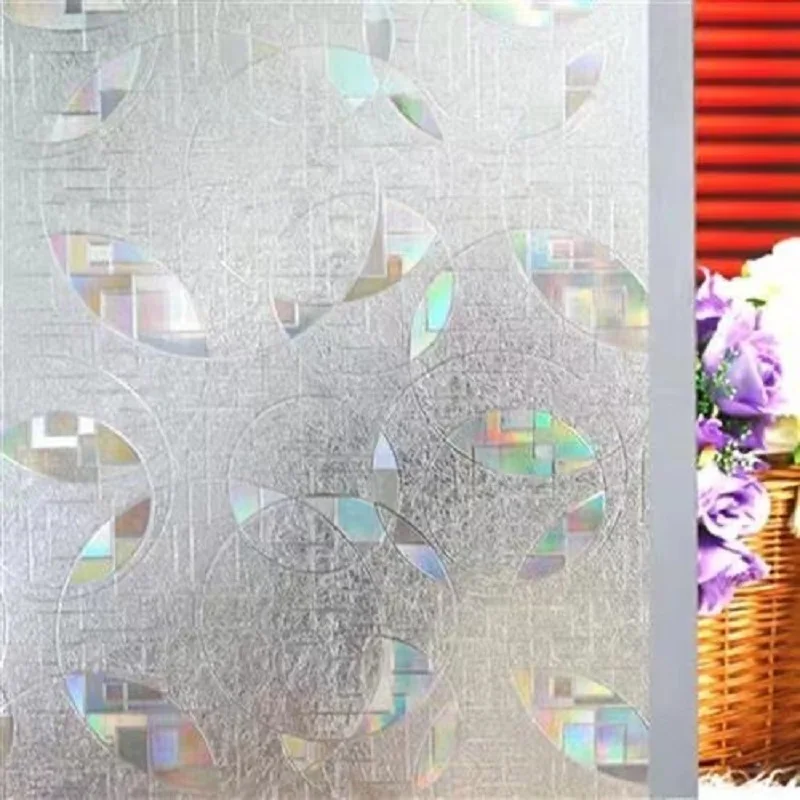 

Privacy Window Film Rainbow Wall Sticker PET Glass Stickers Home Decor Bathroom Kitchen Room Decor Static Cling 3D Films