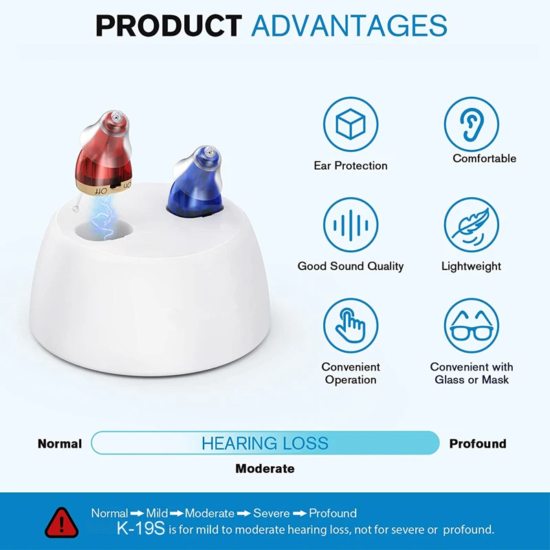 

K-19S One Pair MicroEar Mini CIC Hearing Aid 2 Pieces Invisible Digital Hearing Aids Rechargeable Hearing Amplifier For Both Ear