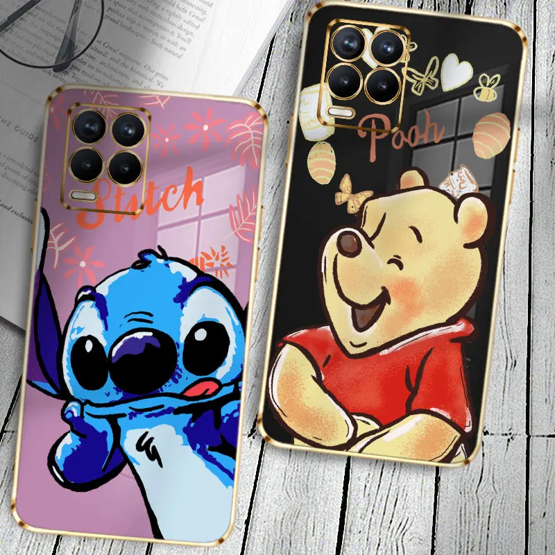 

Shockproof Shockproof Case Funda for Realme 8 9 8i 9i 7i 6 5 Pro V25 6i 5s 7 5G Celular Soft Winnie the Pooh & Stitch Disney