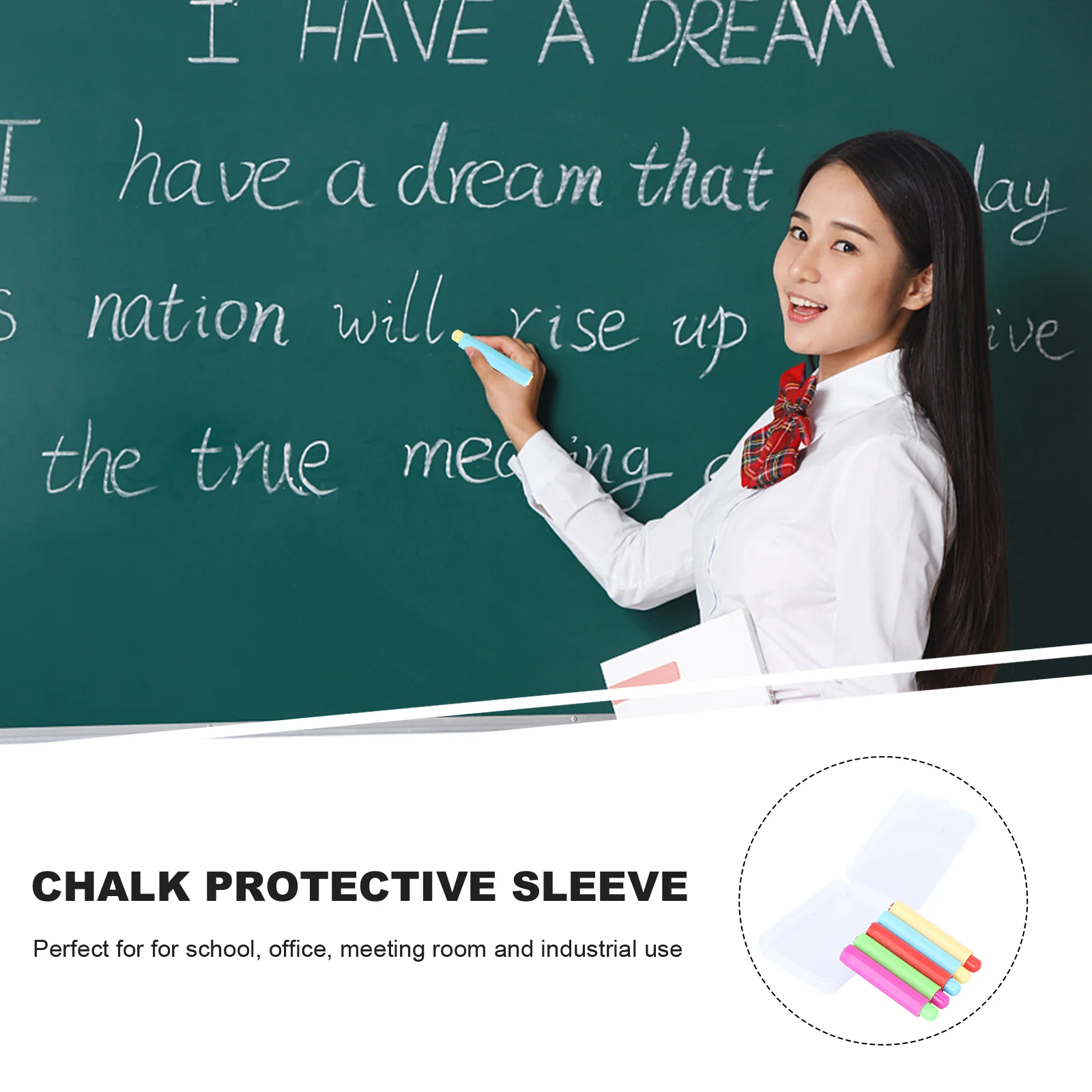 Держатель мела для доски контейнер черного цвета, цветной безпыльный грифель для тротуара, карандаш с круглым карманом-зажимом для учителя и детей, чехол.