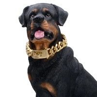 stainless steel strong dog collar gold chain collars pet supplies for large pitbull bulldog collar collar luxury design collar