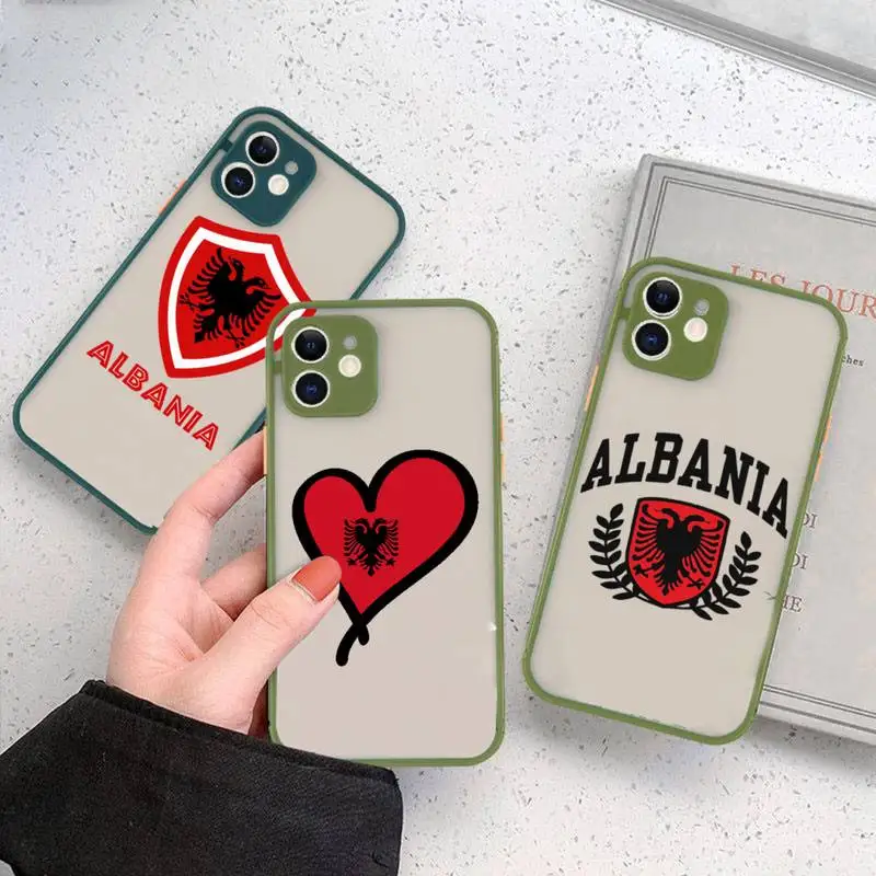 

Albania flag pattern Phone Case matte transparent For iphone 14 11 12 13 plus mini x xs xr pro max cover
