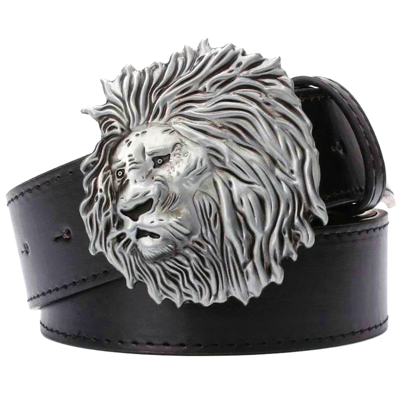 Fashion Belt Lion Head Sign Male Lions Mane King Men Jeans Punk Decorative Strap Gift For Man