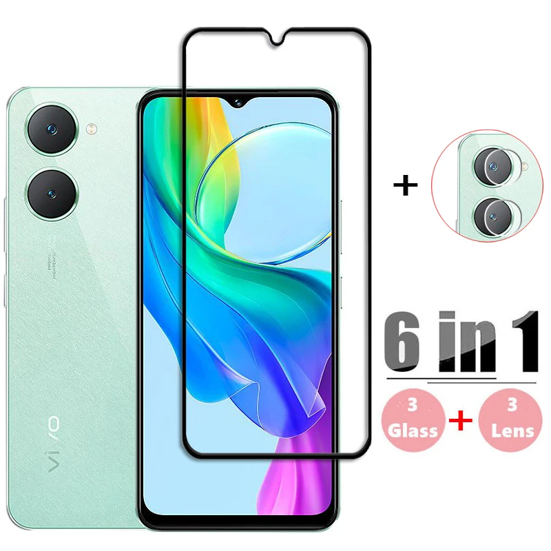 Полное покрытие стекла для Vivo Y03 закаленное стекло Защитная пленка экрана HD