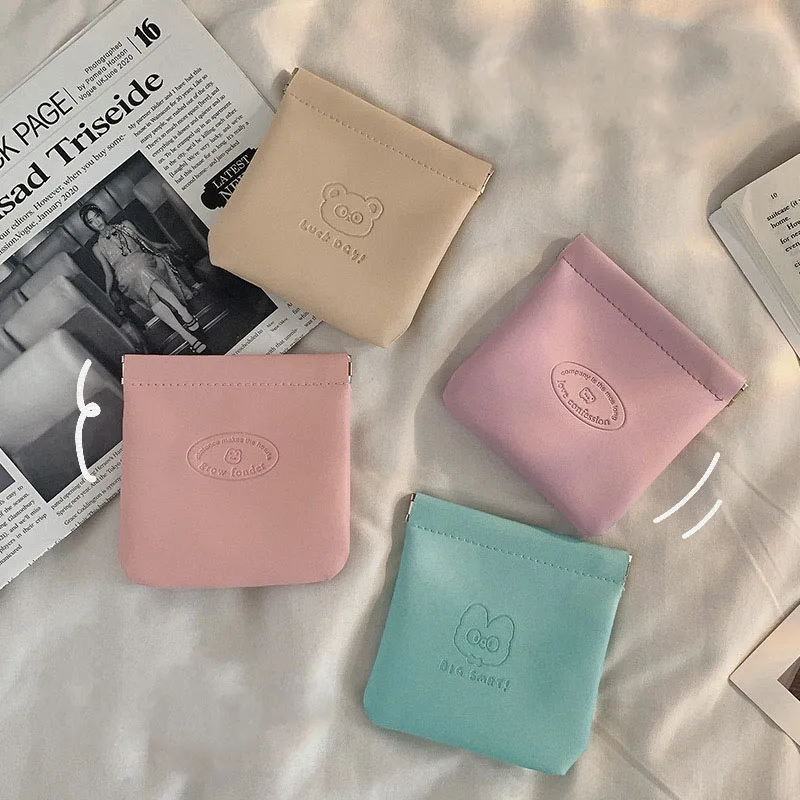 

Women Cosmetic Bag Small Portable Protective Sleeve Mini Bag Earphone Sundries Lipstick Storage Bag PU Leather Small Makeup Bag