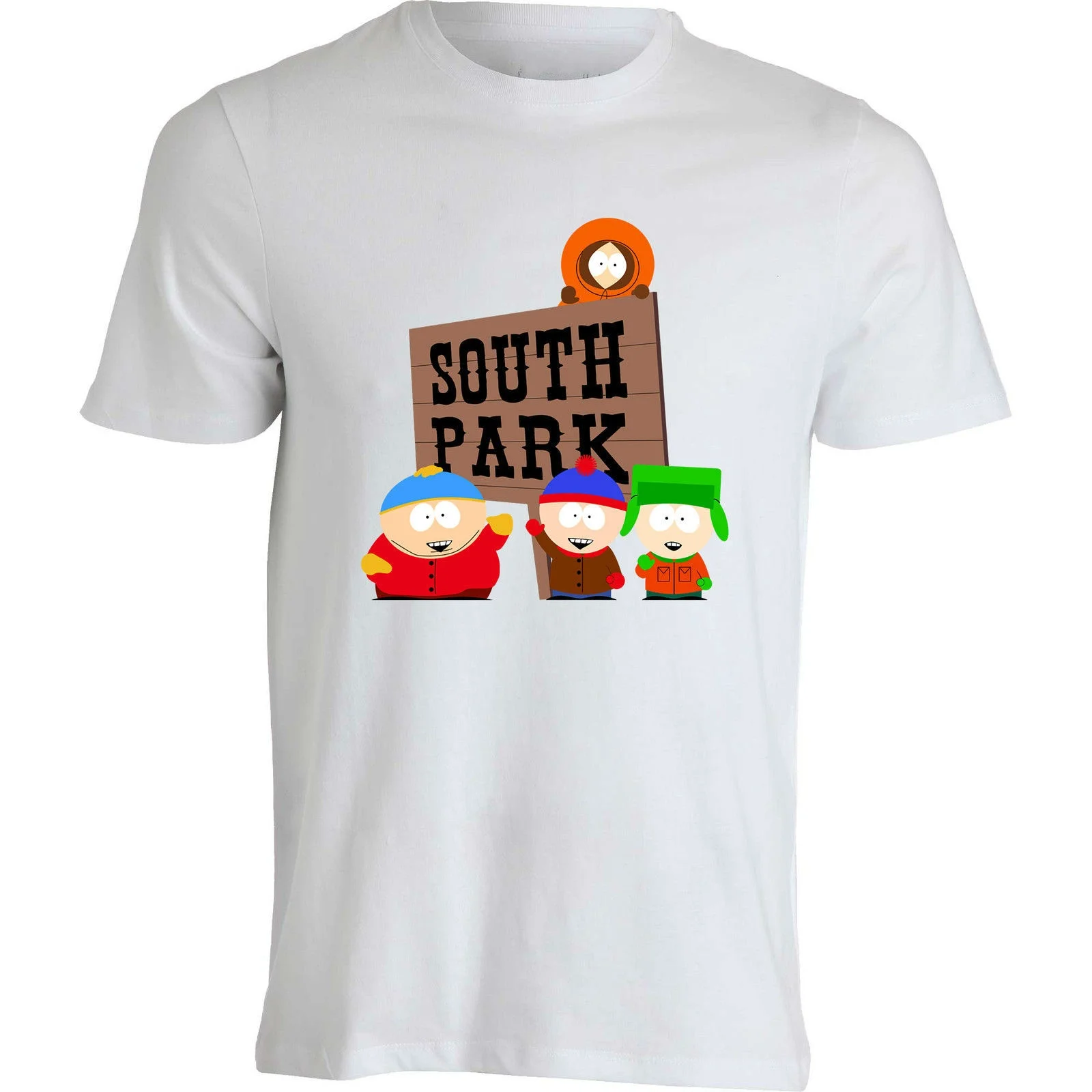

USA Cute Anime S-South Park Sign Logo Cartman Stan Kyle Kenny Funny Men's T Shirts White Tops Men Clothing