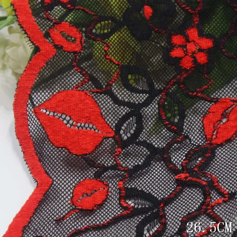 Сетчатая эластичная кружевная бейка с вышивкой 1 ярд