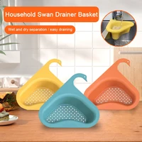 multi functional seamless creative sink swan drain blue fruit and vegetable washing basin pool filter basket
