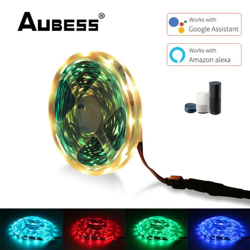 

Aubess LED Strip Light Bluetooth-compatible RGB 5050 12V 18 Lights/M 24 Keys Lights Flexible LED Lamp Tape Ribbon APP Control