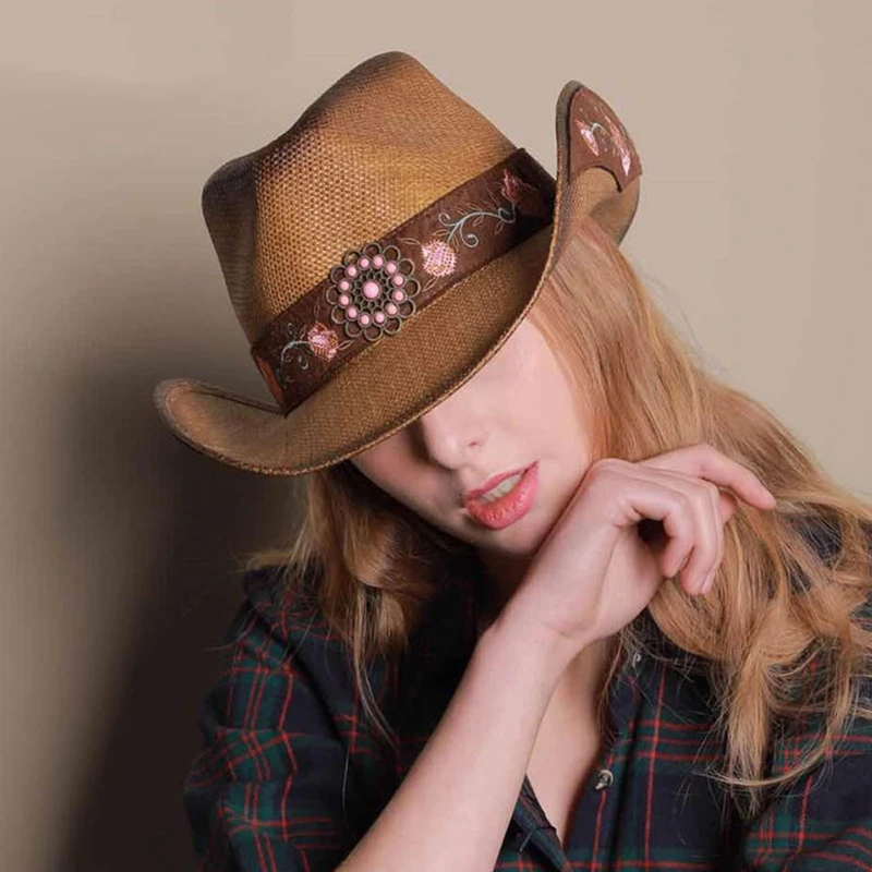 

Винтажная ковбойская пиратская шляпа, шляпы с большими полями, Пиратская соломенная тканая ковбойская джазовая стандартная широкая Прямая...