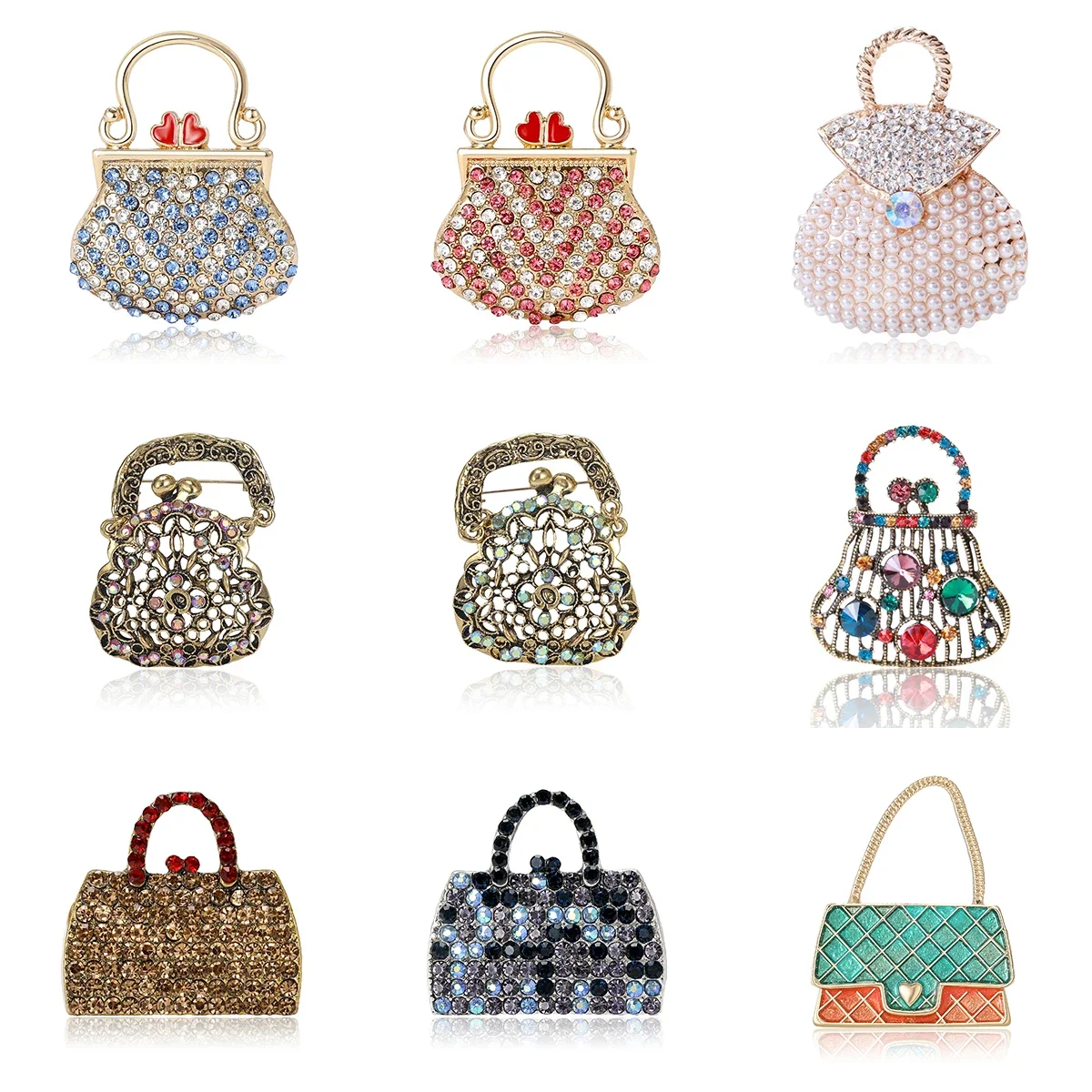 Модные стразы сумка броши для женщин унисекс красивые булавки многоцветные
