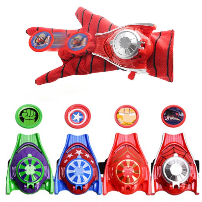 

Marvel Spiderman Hulk Iron Man Figure Super Hero Kids Cosplay Glove Launcher Set Wrist Funny Children's Christmas Gifts Toys