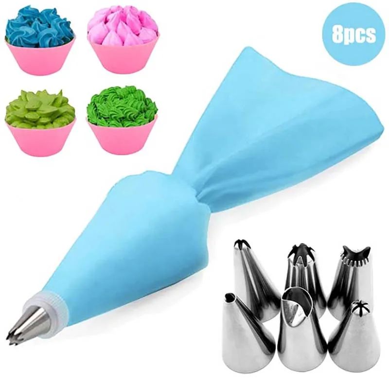 

1SET Pastry Bag and Stainless Steel Cake Nozzle Kitchen Accessories For Decorating Bakery Confectionery Equipment