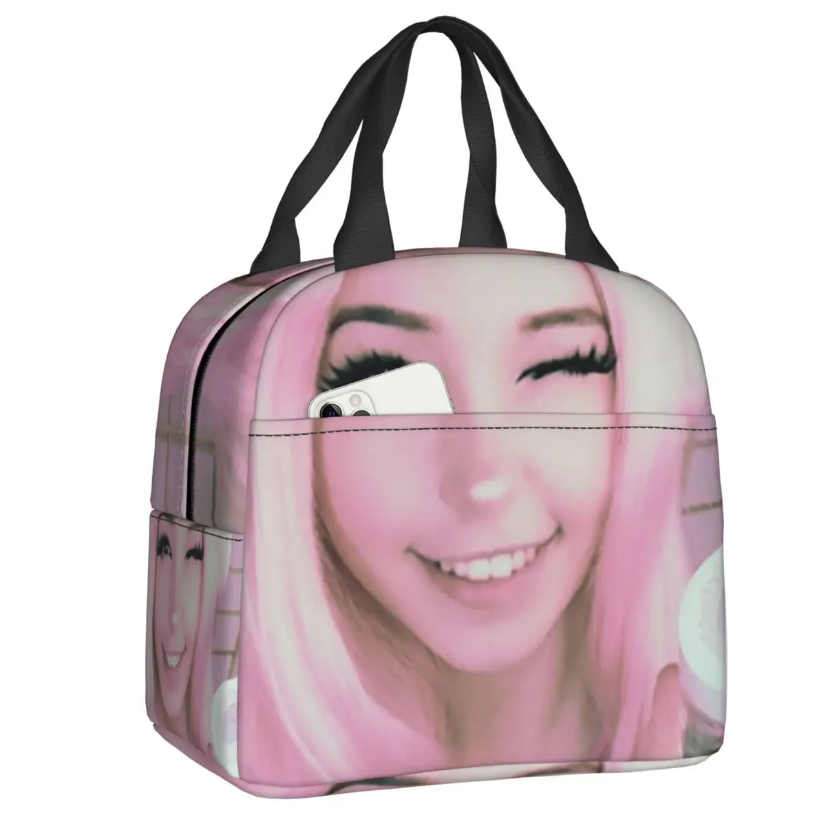 

Belle Delphine Insulated Lunch Tote Bag for Women British Internet Celebrity Portable Thermal Cooler Food Lunch Box