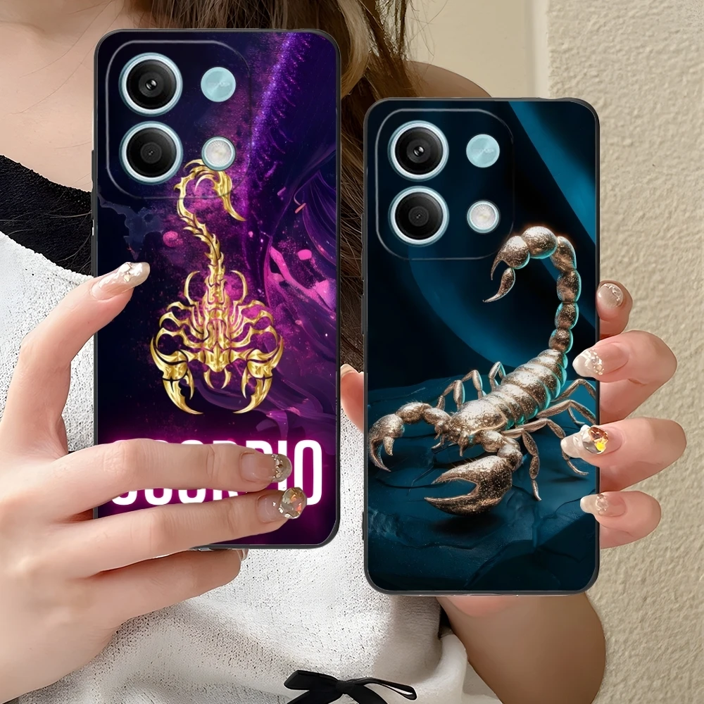 Colored Golden Scorpio Mobile Cell Phone Case for Xiaomi Redmi Note 13 12 11 10 9 8 7 6 S A Pro Lite Plus 5G Black Cover Shell