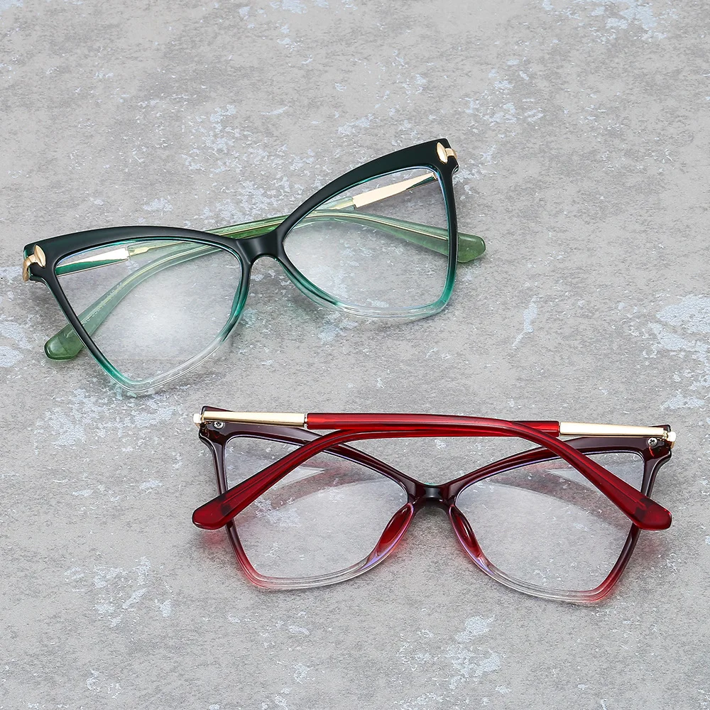 

Fashion TR90 Anti Blue Light Blocking Cat Eye Glasses Big Frame Women Luxury Designer Retro Eyeglasses for Optical Frame