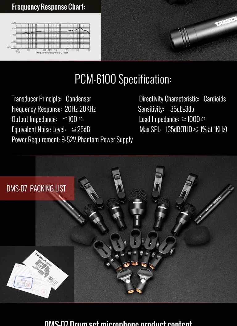 Takstar DMS-D7 Китай оптовая продажа профессиональный барабанный микрофон
