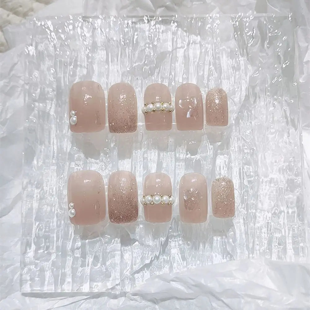 Модные милые накладные ногти с полным покрытием неправильной формы блестящие