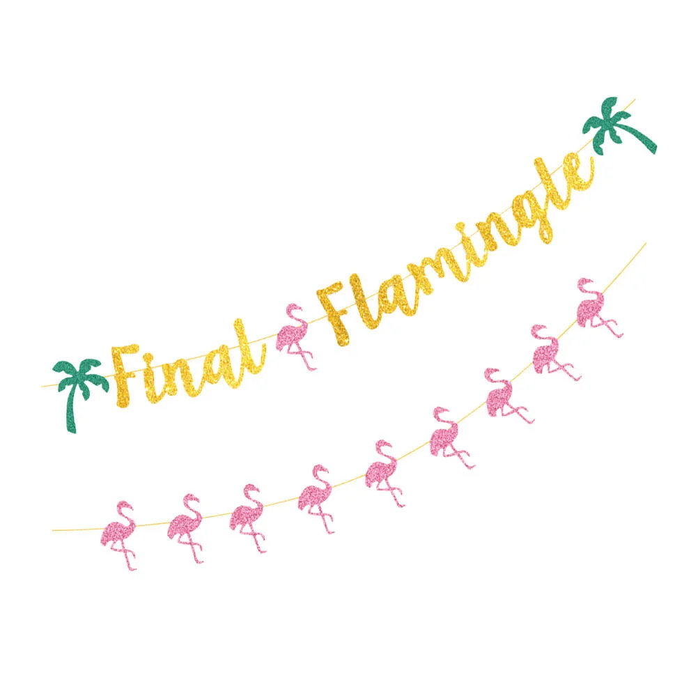 

2 Pcs Flamingo Latte Party Banner Hawaiian Table Decorations Stylish Hanging Paper Banners Summer Flags Creative Unique Flame