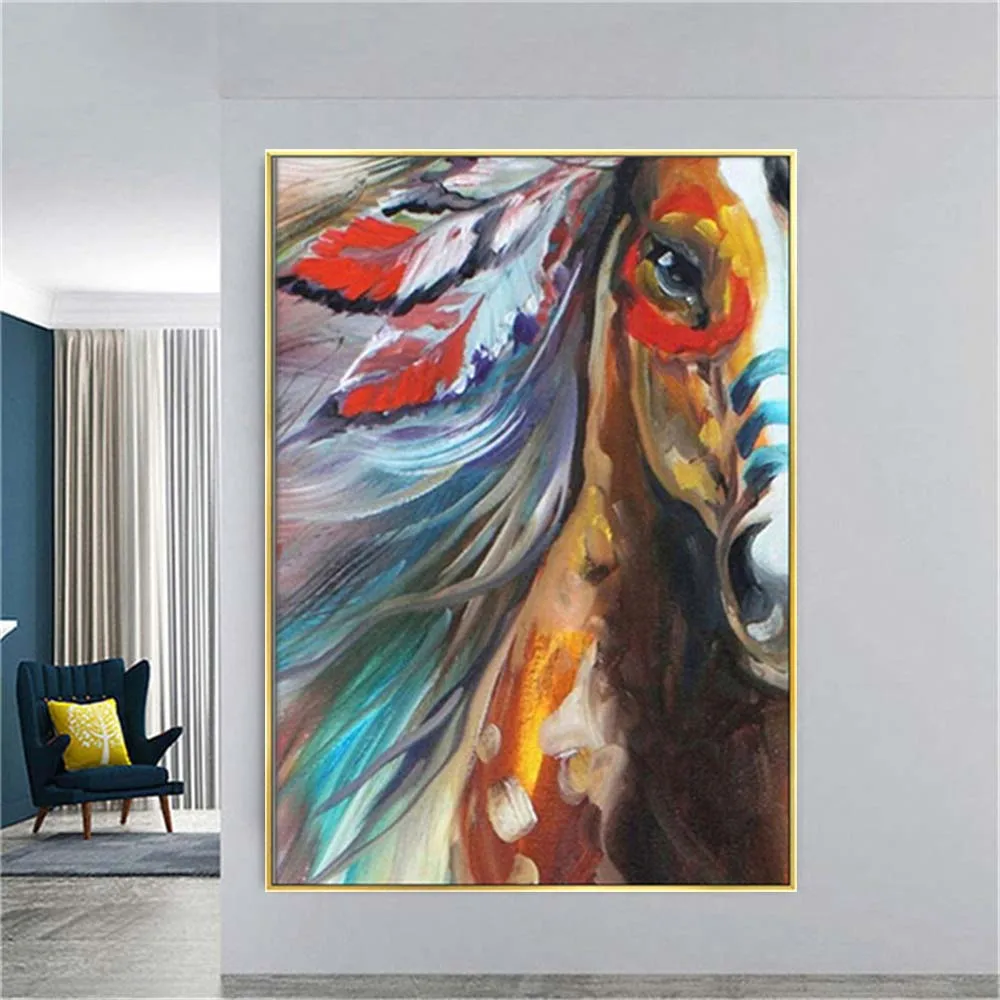 

100% ручная работа подвесная картина ножом Картина на холсте лошадь картина маслом пейзаж животные Настенная картина для гостиной Отделка