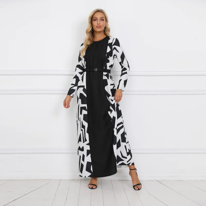 Muslim Dress Robe Femme Musulmane 2022 New Splicing Printing Elegant  Fashion Abayas for Women Vestidos Arabes Dubai Y Turcos