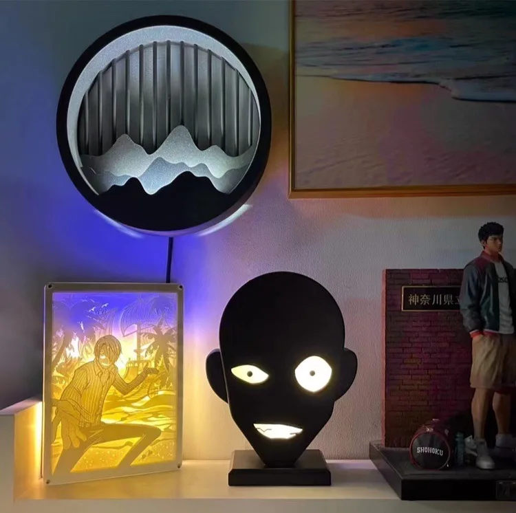 

LED Anime Black Night Light Prisoner Lamp Shade Small Black Table Lamp Detective Conan Bedside Lamp Scare Lamp Room Decor