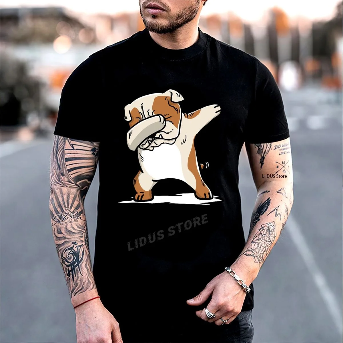 

English Bulldog Cute Dabbing T-Shirt Clothing Graphics Tshirt Short Sleeve Sweatshirt undershirt Unisex Shirt Tee