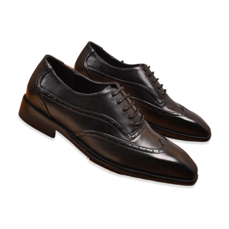 

Eioupi Classic Real Full Grain Calfskin Leather Cowhide Lining Men's Business Black Dress Shoes