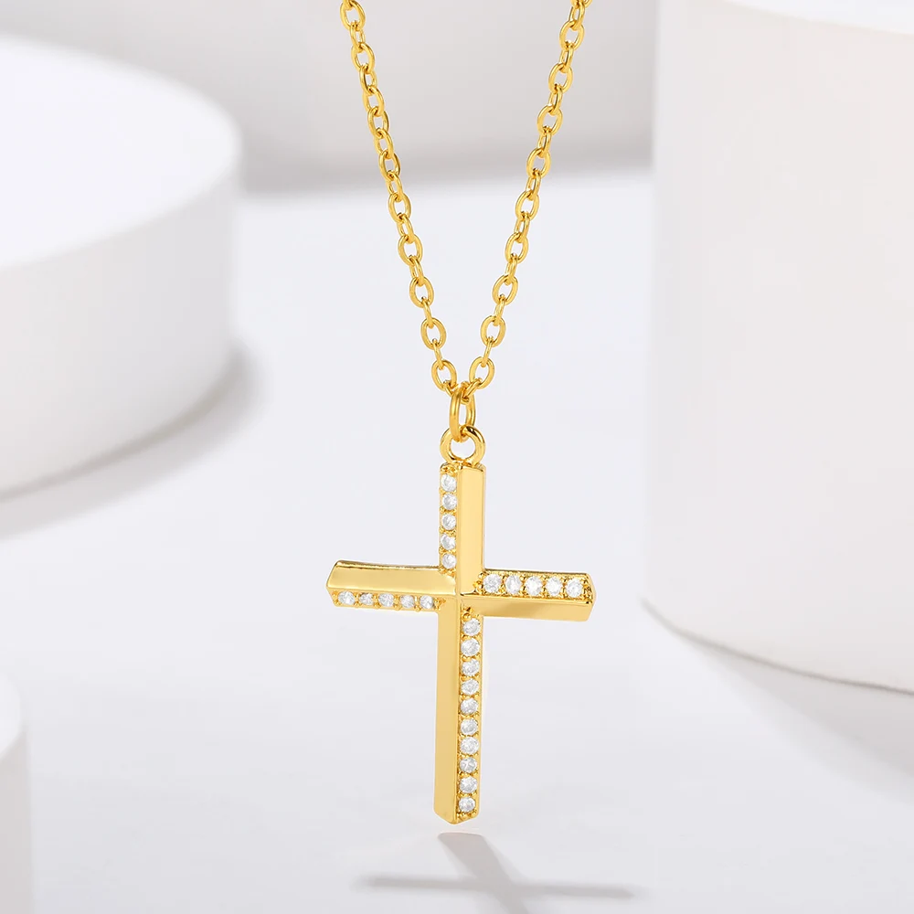 

Classics Stainless Steel Crystal Jesus Cross Pendant Necklaces For Women Charm Zircon Cross Pendants Necklaces envio gratis todo