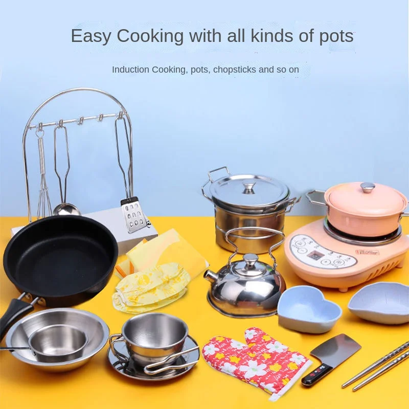 

Mini Kitchen Full Set Of Real Cooking Kitchenware Hands And Brains Girls Puzzle Baby Children's Family Toys Large Toy Kitchen