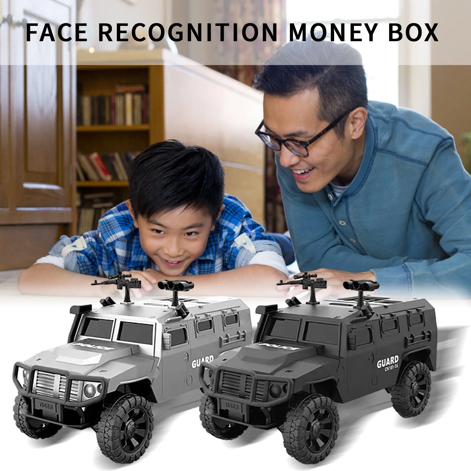 

Creative Face Vehicle Bank Off-road Tank Personalized Unlocking Storage Novelty funny toy Code Lock Box Toy Elephant Bank Pink