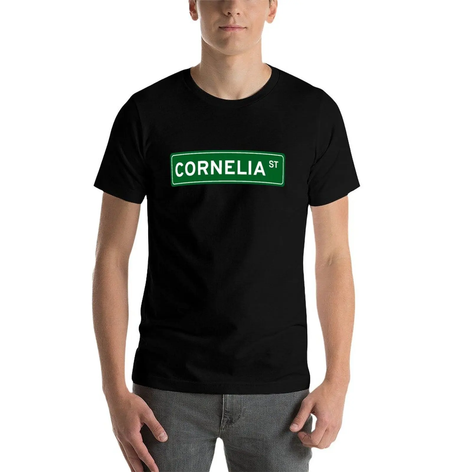 Фото Футболка Cornelia Street Road Sign, повседневный топ больших размеров для активного отдыха №3