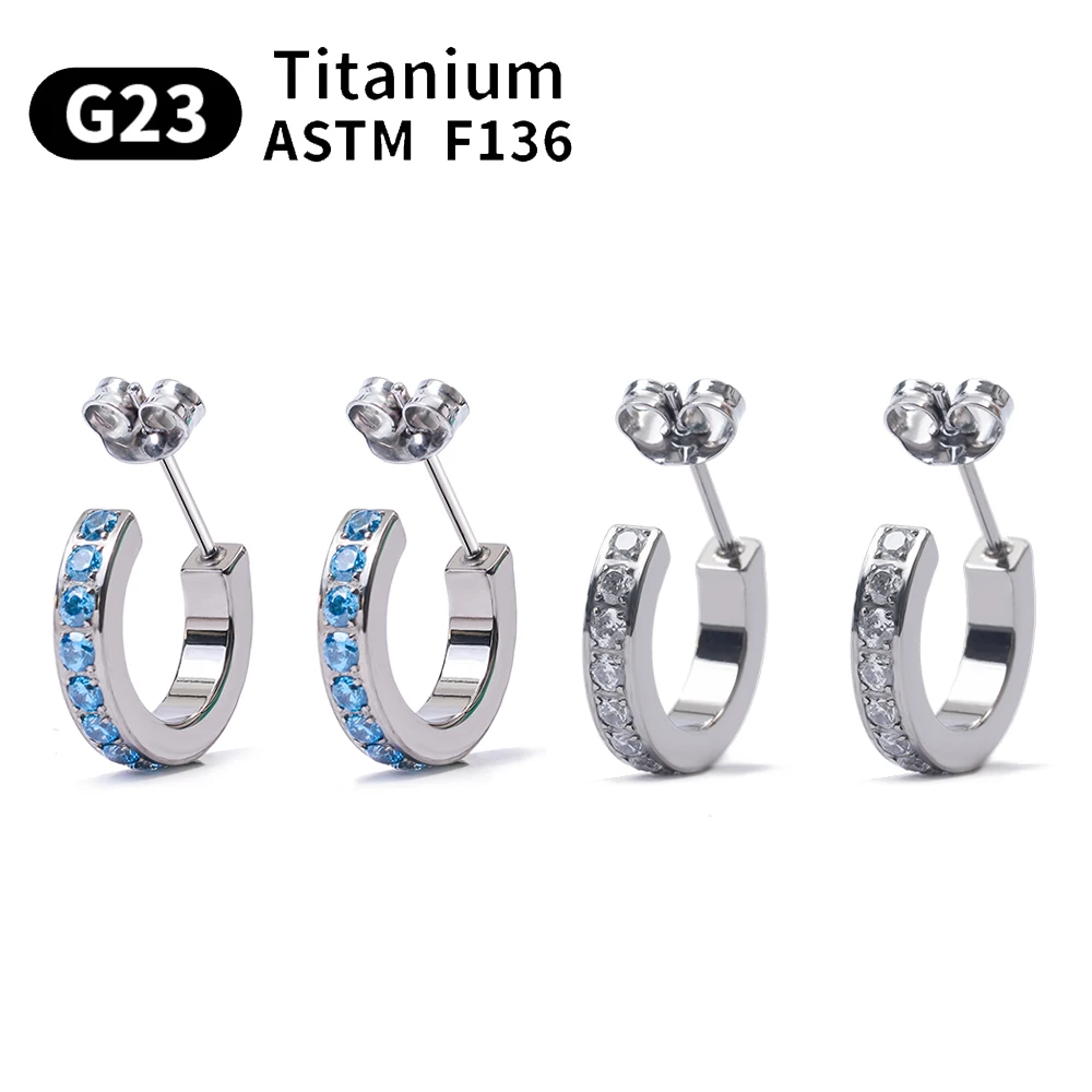 

Серьги-кольца из титана G23, 1 шт., ASTM F136, женские круглые серьги для хряща козелка, ювелирные изделия, циркон, титан, новинка 2022